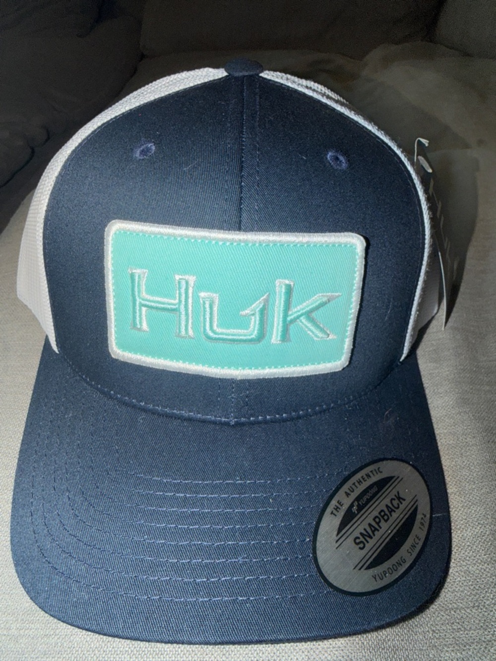 Huk Navy and Mint Green Patch Snapback Hat